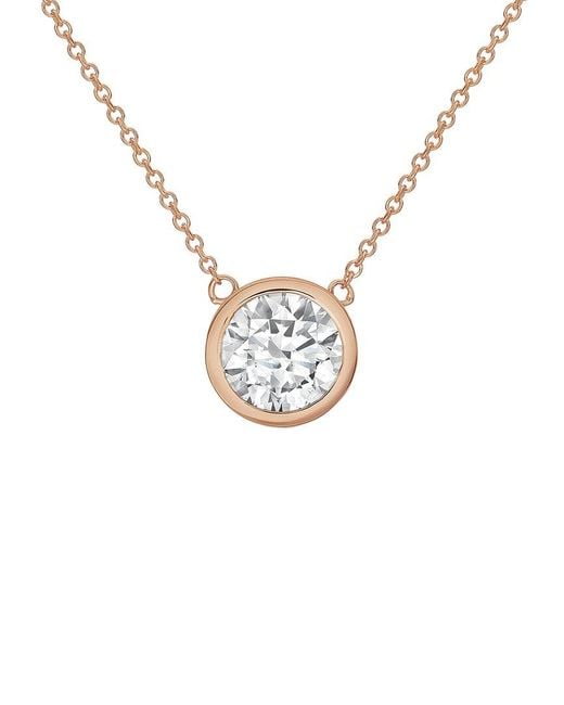 Diana M White Diana M. 14K Rose 6.00 Ct. Tw. Lab-Grown Diamond Solitaire Bezel Pendant