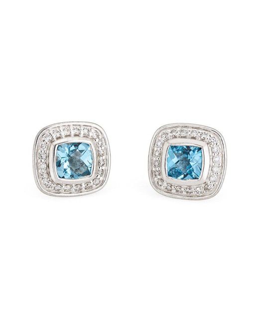 David Yurman Blue Albion 14K & 0.17 Ct. Tw. Diamond & Topaz Petite Earrings (Authentic Pre-Owned)