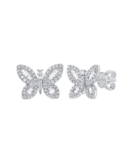Sabrina Designs 14k 0.42 Ct. Tw. Diamond Butterfly Studs in White | Lyst