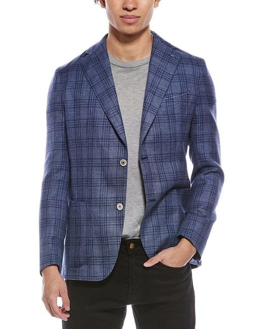 Eleventy Blue Cashmere, Linen, & Silk-Blend Jacket for men