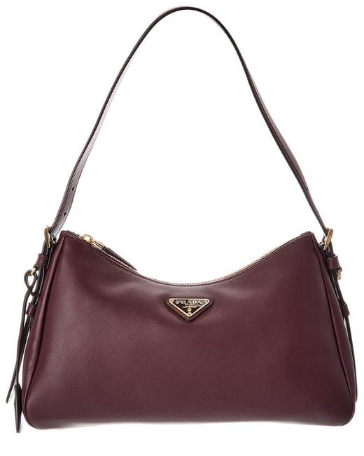 Prada Purple Aimee Medium Leather Hobo Bag