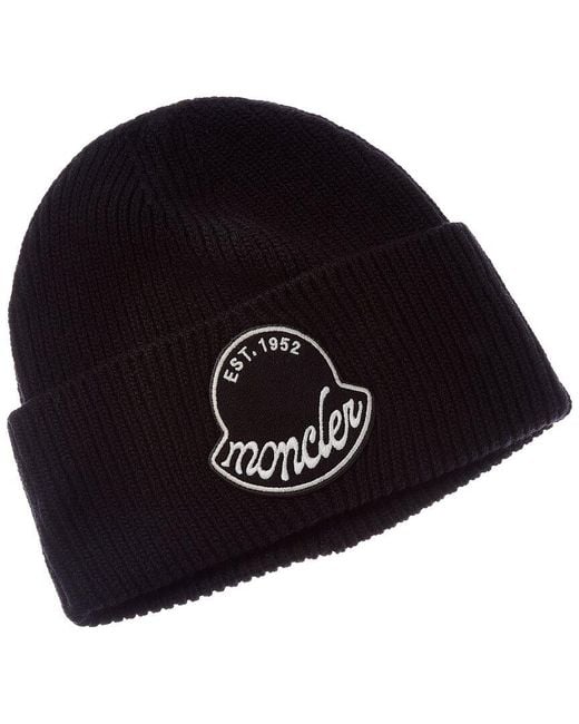 Moncler Black Wool Beanie for men