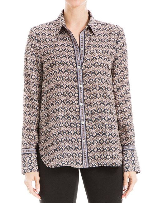 Max Studio Brown Button Front Blouse