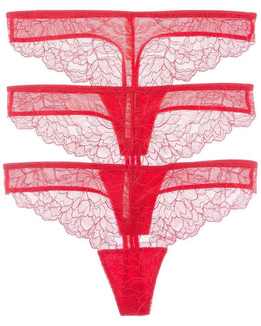 On Gossamer Red 2Pk Luxe Lace Thong