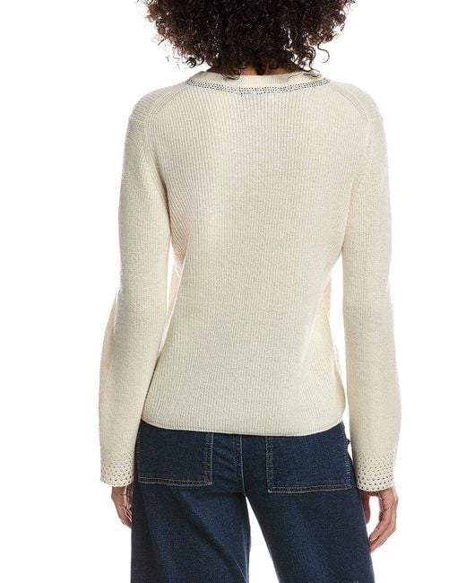 Forte White Studded Wool & Cashmere-Blend Sweater