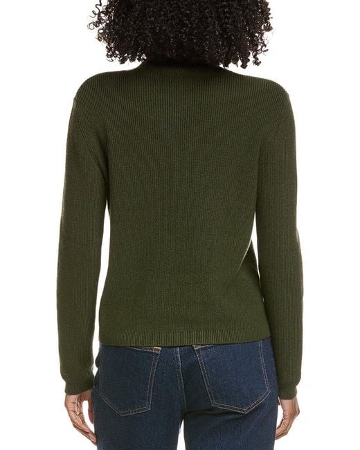 Hannah Rose Green Shaker Turtleneck Cashmere-Blend Sweater