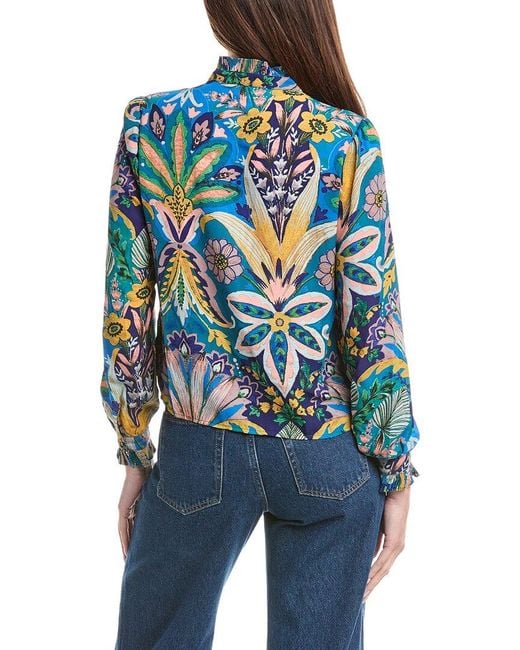 Nicole Miller Blue Printed Top
