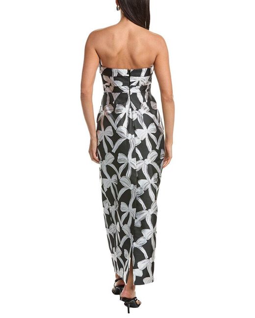MILLY Black Donna Ribbon Jacquard Heart Neck Dress