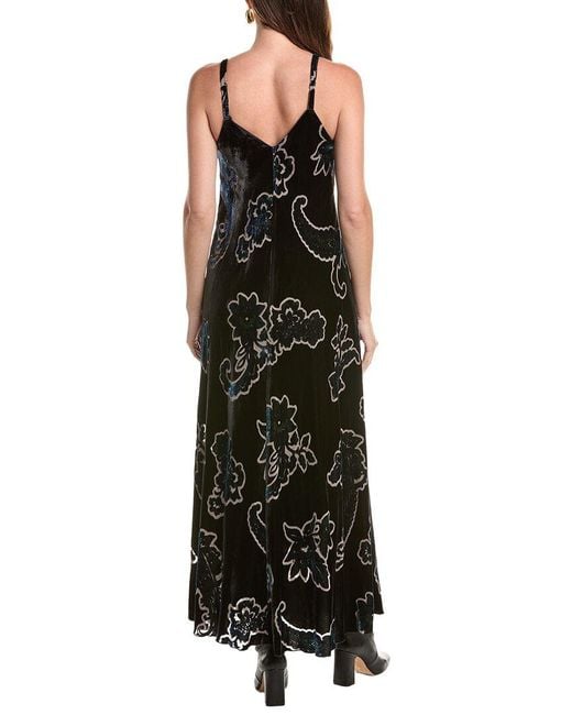 Johnny Was Black Kanako Burnout Silk-Blend Maxi Dress