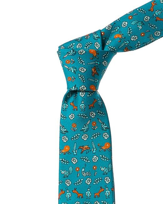 Gucci Blue Freya Hartas Silk Tie for men