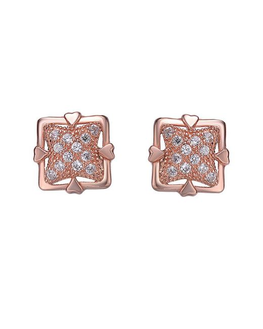 Genevive Jewelry Pink 18k Rose Gold Vermeil Cz Drop Earrings
