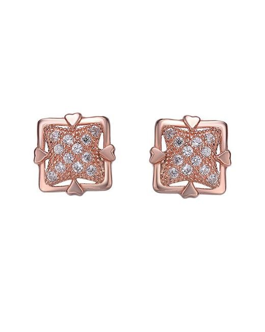 Genevive Jewelry Pink 18k Rose Gold Vermeil Cz Drop Earrings