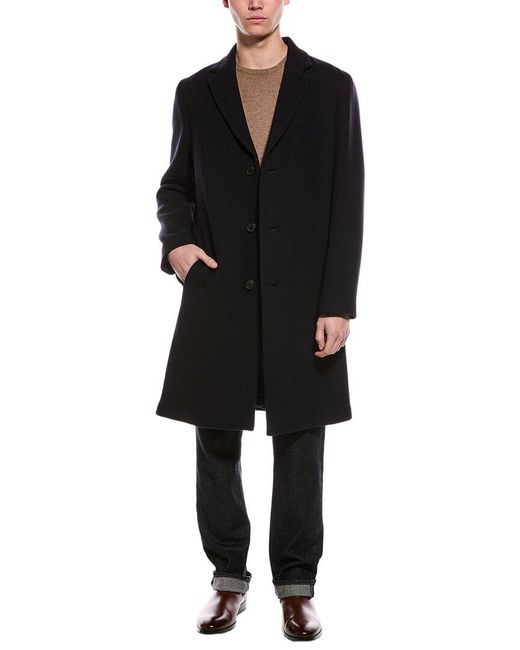 Theory Black Monroe Wool-Blend Trench Coat for men