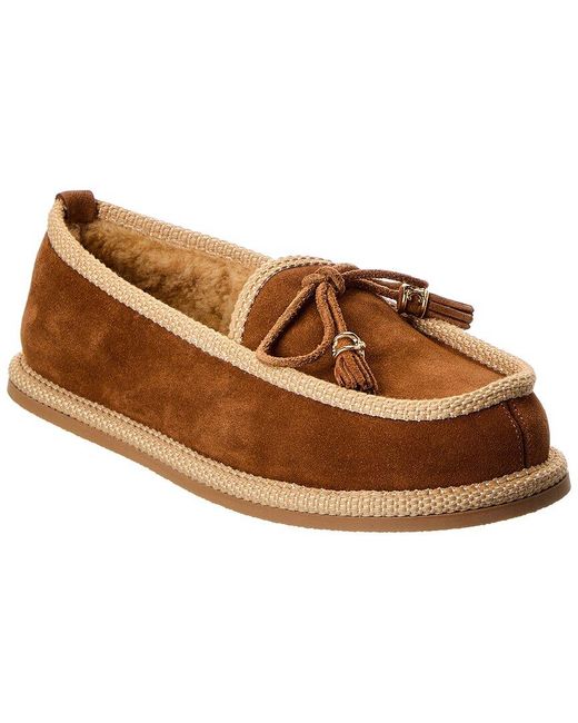 Céline Brown Boubou Suede & Shearling Slipper