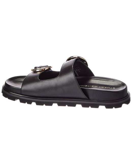 Stuart Weitzman Black Benni Leather Sport Slide