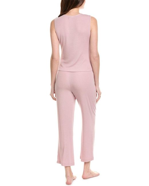 Natori Pink 2Pc Rib Essential Pajama Set