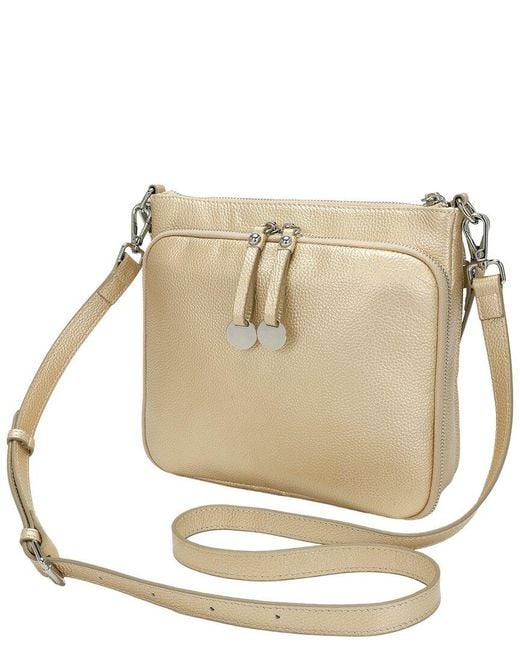 Tiffany & Fred Paris Natural Tiffany And Fred Paris Metallic Leather Double Zip Crossbody