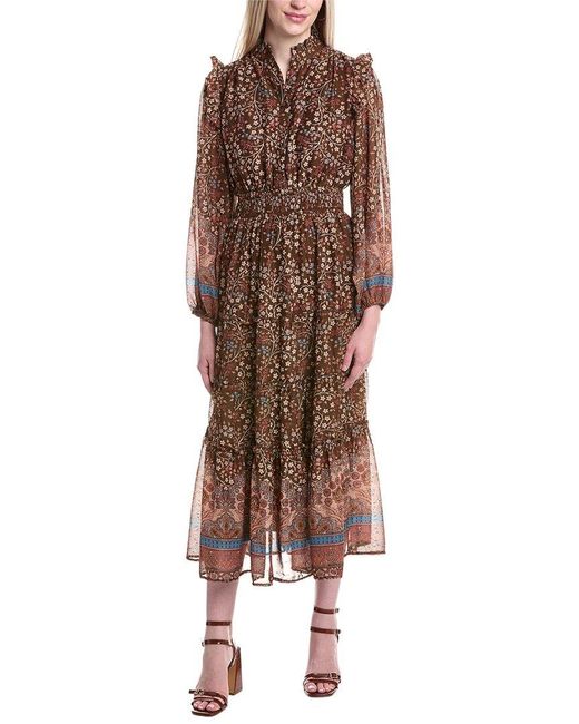 Fate Brown Print Midi Dress