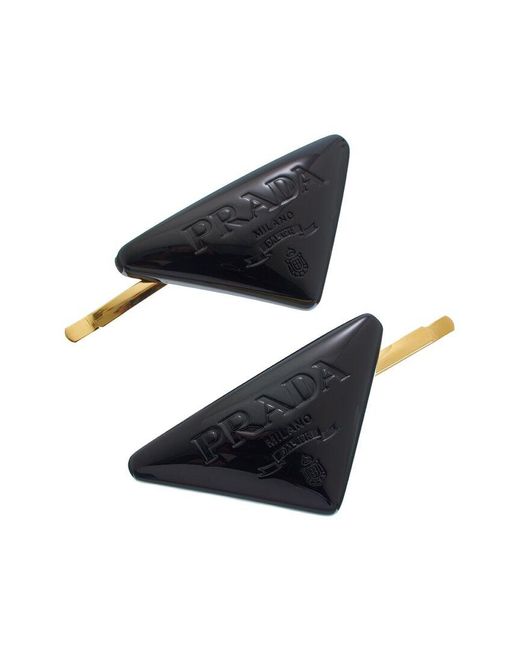 Prada Black Logo Hair Clips
