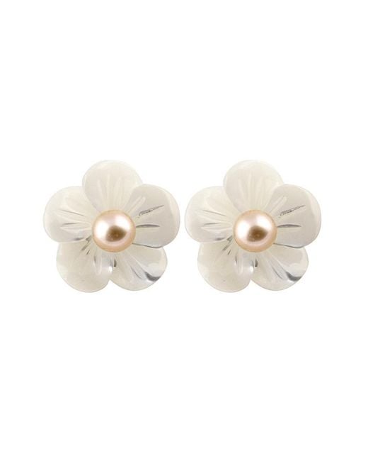 Splendid Multicolor 14k Yellow Gold 3.5-4mm Freshwater Pearl & Mother-of-pearl Studs