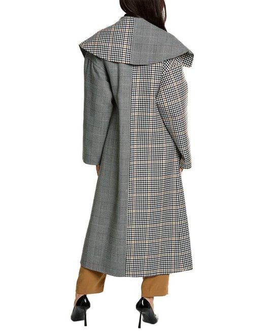 Oscar de la Renta Gray Wool Trench Coat