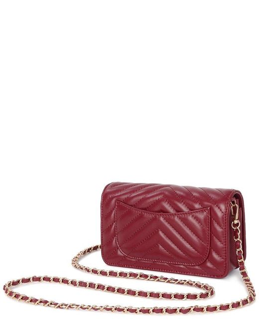 Tiffany & Fred Paris Red Mini Quilted Leather Flap Bag