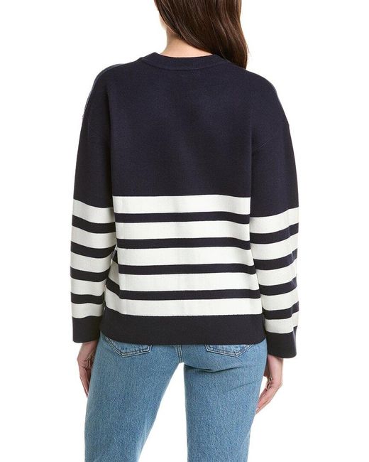 English Factory Blue Stripe Round Neck Sweater