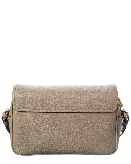 Prada Gray Logo Leather Shoulder Bag