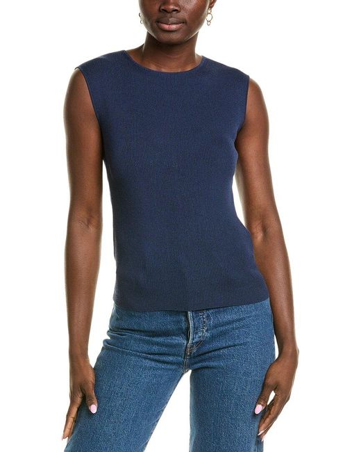 Lafayette 148 New York Blue Silk-Blend Sweater