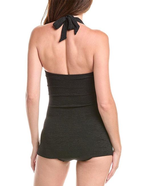Vince Camuto Black Textured Underwire Tankini One-Piece