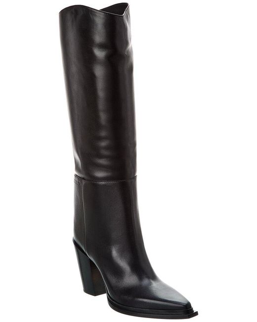 Jimmy Choo Black Cece 80 Leather Knee-high Boot