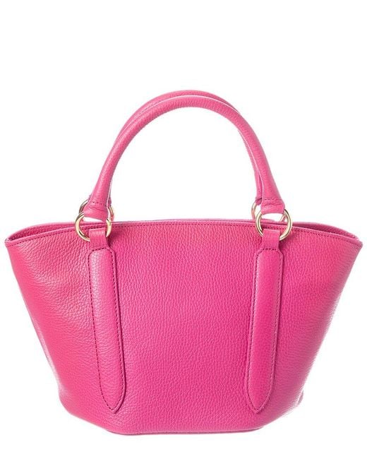 Italian Leather Pink Top Handle Tote
