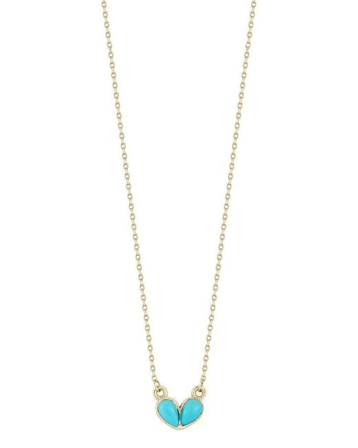 Ember Fine Jewelry White 14k Turquiose Heart Necklace
