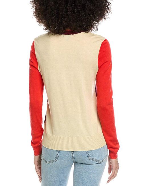 Rag & Bone Red Taron Colorblocked Wool Sweater