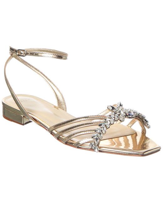 Alexandre Birman Metallic Iggy Crystals Leather Flat