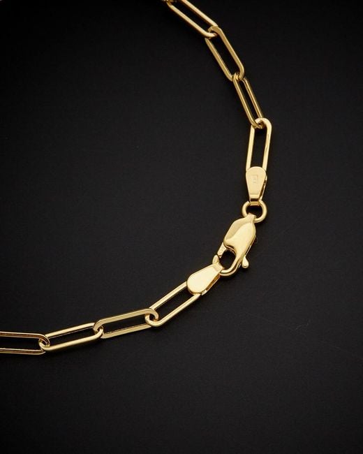 Italian Gold Black 14k Polished Paperclip Chain Bracelet
