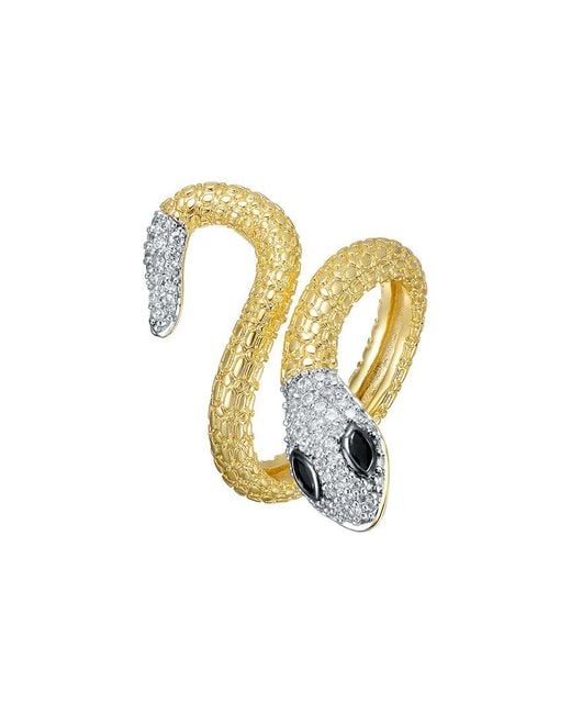 Rachel Glauber Metallic 14K Plated Cz Snake Design Ring