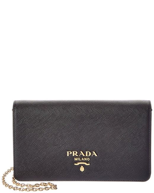 Prada Gray Logo Saffiano Leather Crossbody
