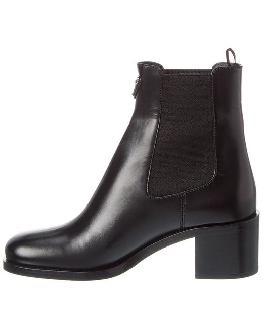 Prada Black Brushed Leather Bootie