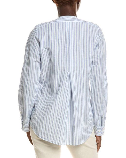 J.McLaughlin Blue Taylor Linen-Blend Shirt
