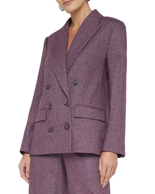 L'Agence Purple Colin Double Breasted Wool Blazer