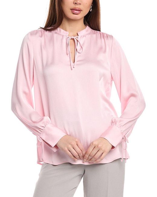 Anne Klein Pink Tie-Neck Blouse