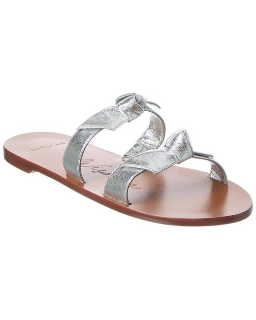 Alexandre Birman White Clarita Holiday Season Leather Flat Sandal