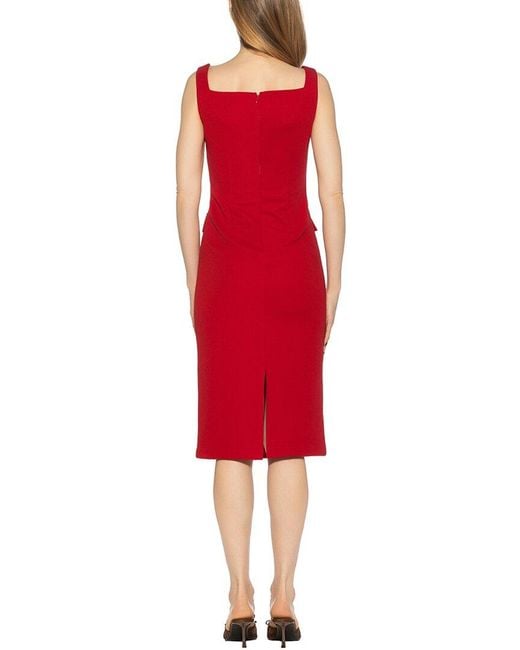 Alexia Admor Red Mae Square Neck Button Down Dress