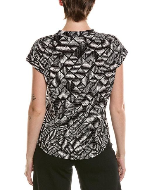 Vince Camuto Black V-Front Placket Blouse