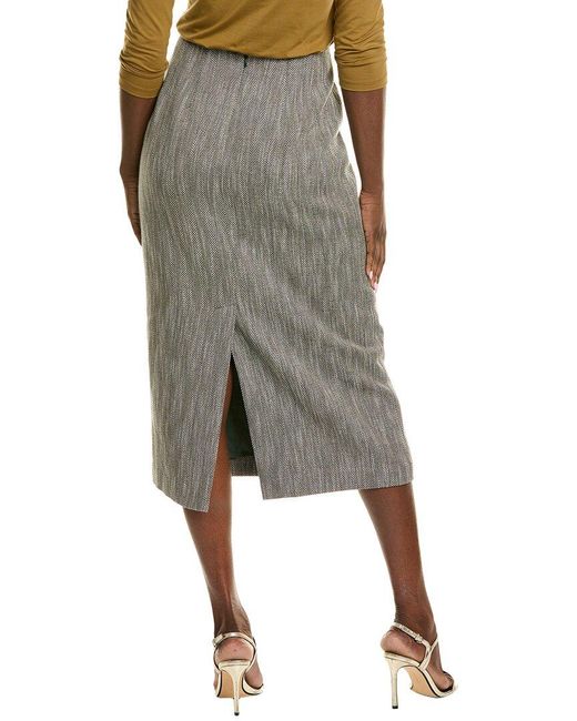 Lafayette 148 New York Gray Linen & Wool-Blend Skirt
