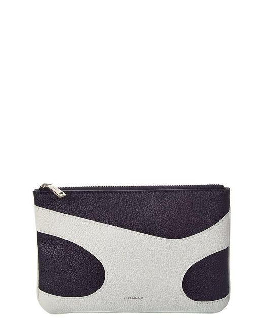 Ferragamo Blue Leather Pouch