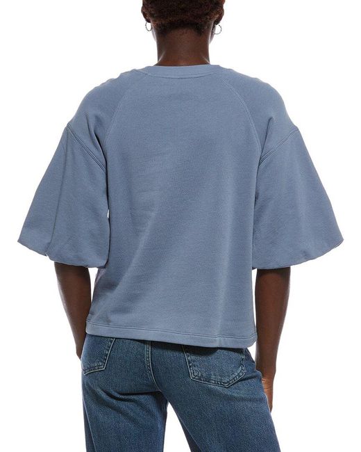 Madewell Blue Puff Sleeve Sweatshirt