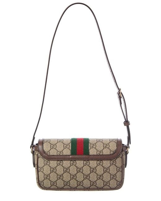 Gucci Metallic Ophidia Mini Gg Supreme Canvas & Leather Shoulder Bag