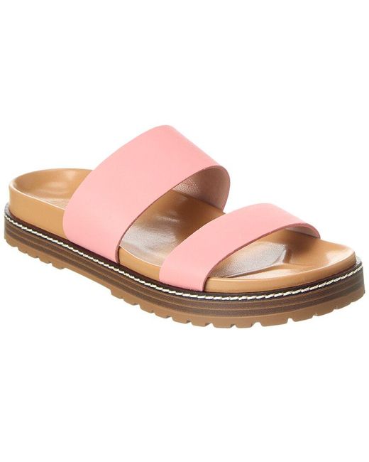 Madewell Pink The Charley Double-strap Leather Slide Sandal